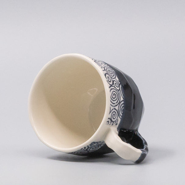 Mug Gift 250ml Navy Spiral Band Glaze