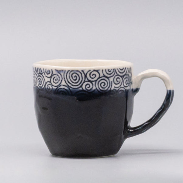 Mug Gift 250ml Navy Spiral Band Glaze