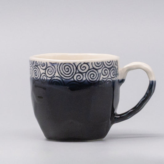 Mug Gift 250ml Navy Spiral Band Glaze