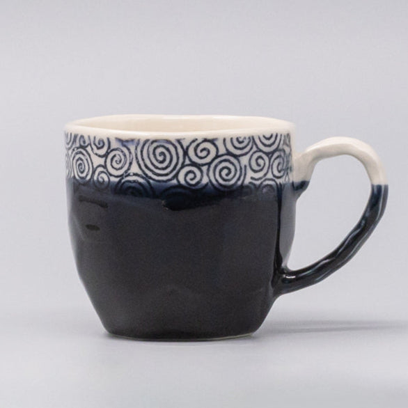 Mug Gift 250ml Navy Spiral Band Glaze