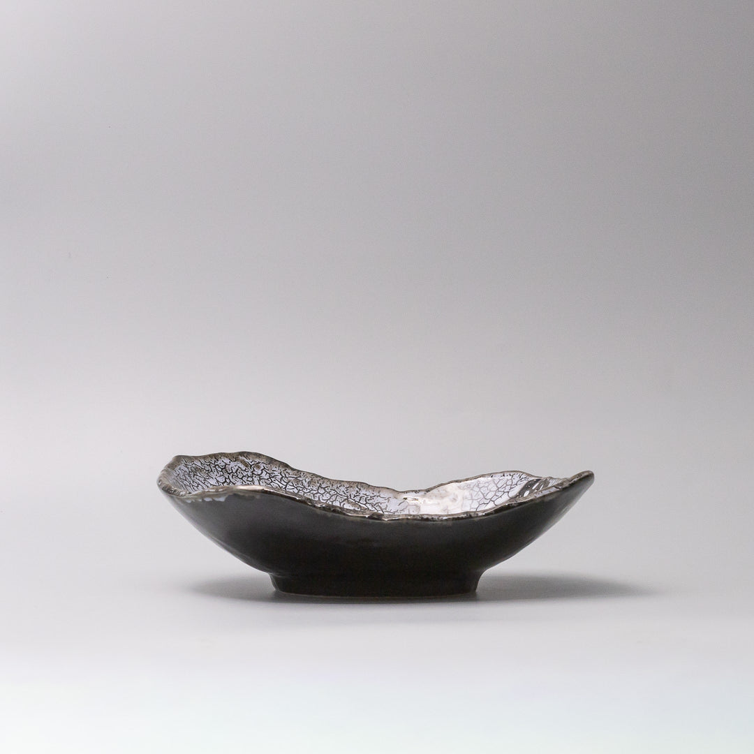22cm ceramic sushi plate shirinami glaze side view profile organic plate