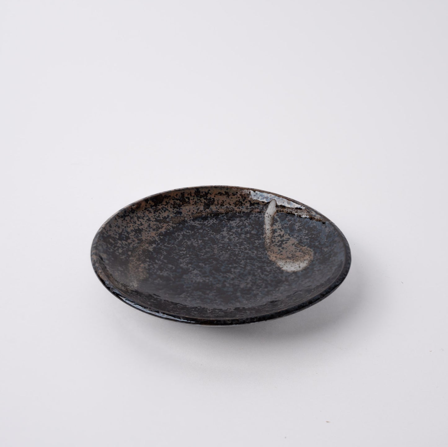 Saucer 11cm Black with Brown & White Brushstroke