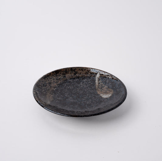 Saucer 11cm Black Brown White Brushstroke Glaze