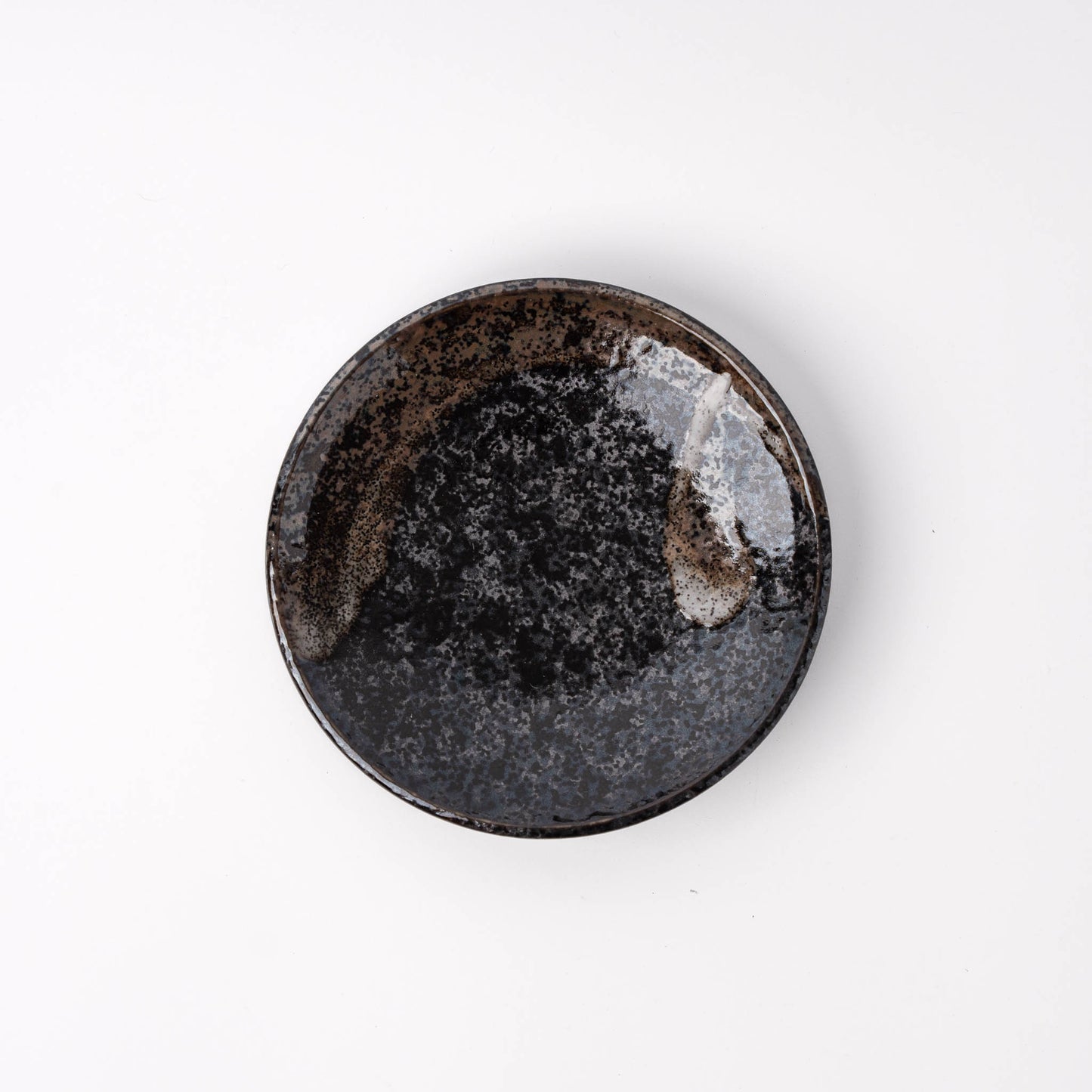Saucer 11cm Black with Brown & White Brushstroke
