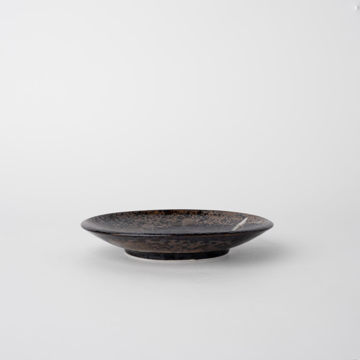 Saucer 11cm Black with Brown & White Brushstroke