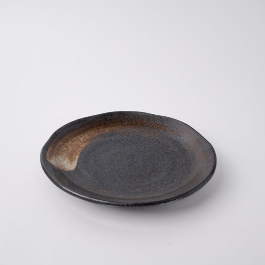 Plate Flat 23cm Brushstroke Black Glaze