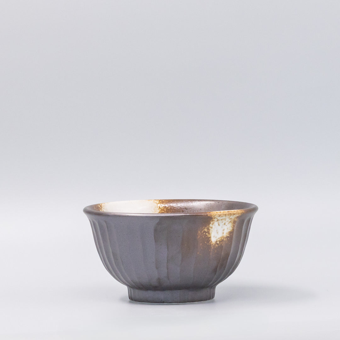 Bowl Deep 17.8cm Black Ridged Glaze