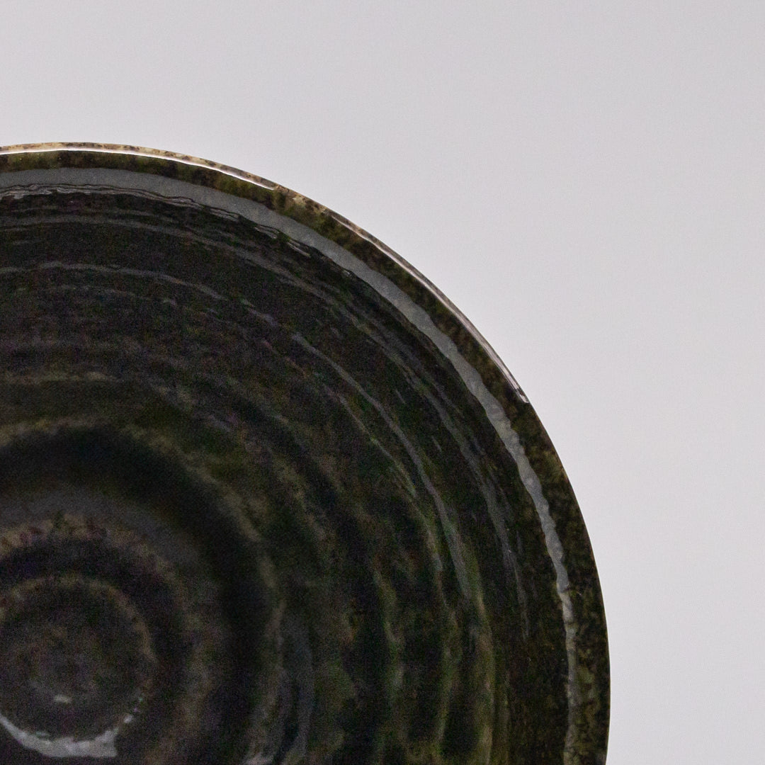 Shinogi Bowl 15.5cm Moss Black Glaze