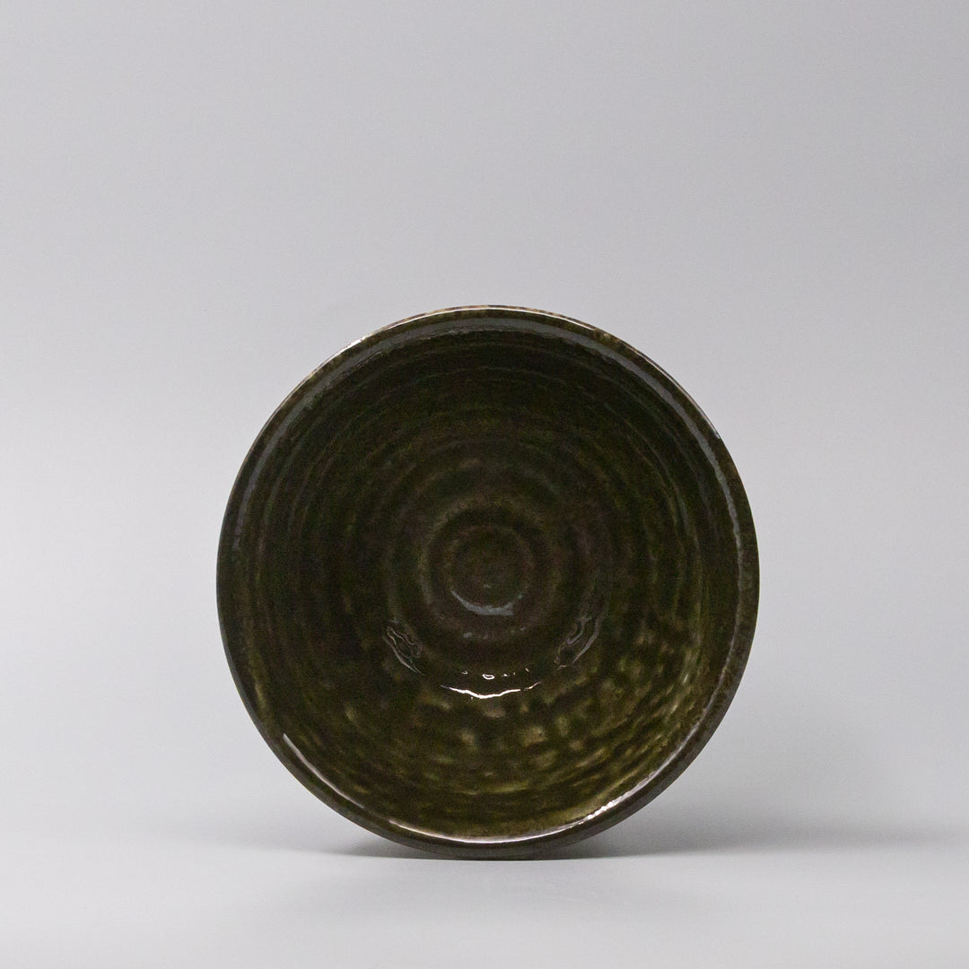 Shinogi Bowl 15.5cm Moss Black Glaze