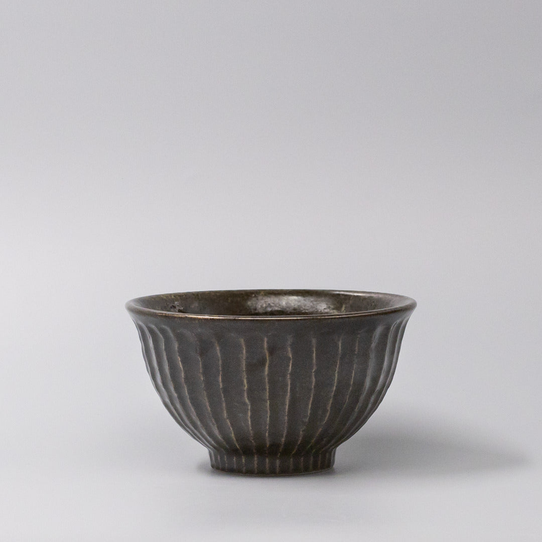 Shinogi Bowl 15.5cm Moss Black Glaze