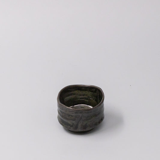Sake Cup Moss Black Glaze