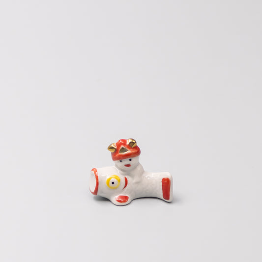 Chopstick Rest Red and White Fish Riding