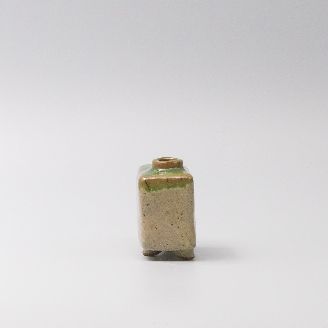 Vase Small Green and Natural Rectangular
