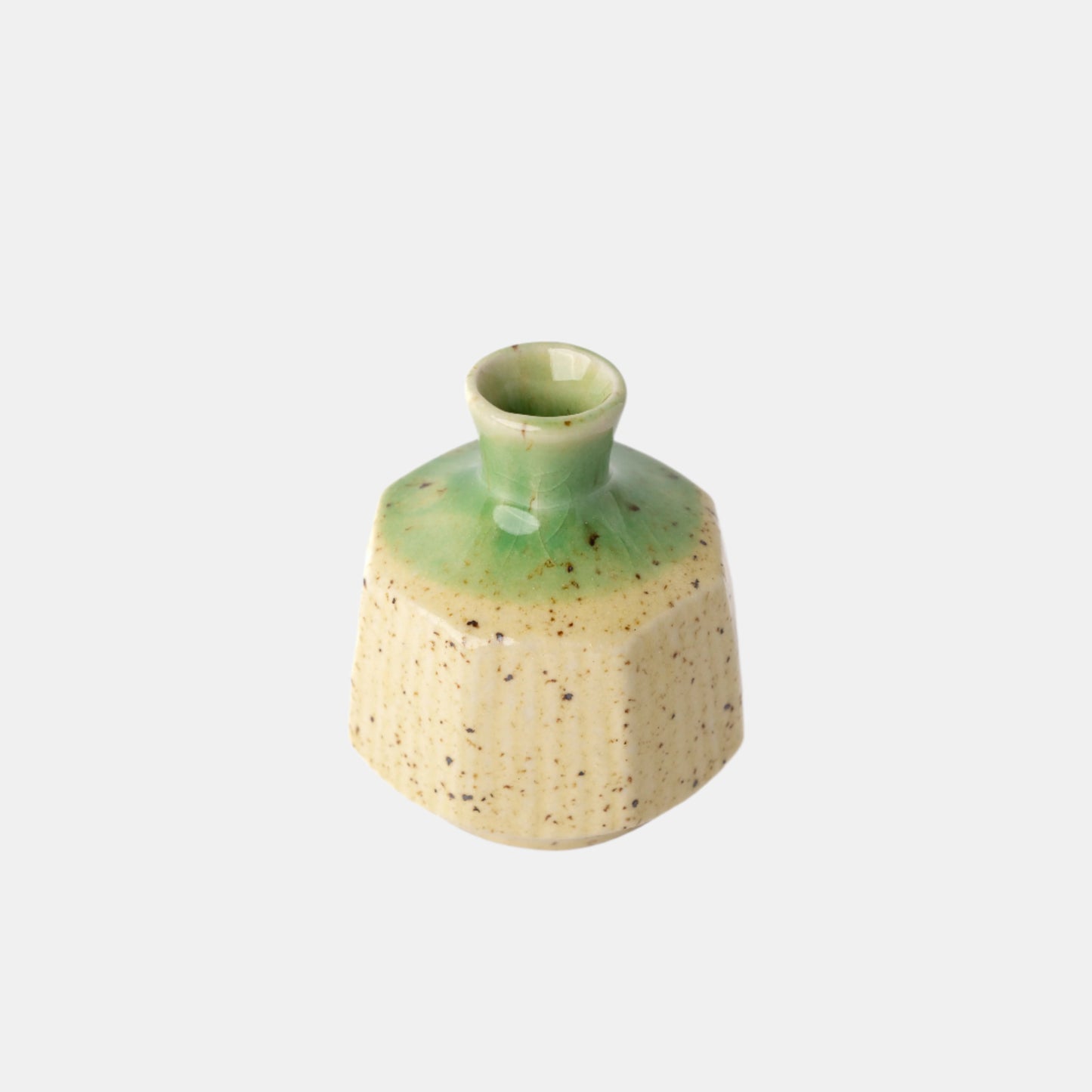 Vase Small Green On Fleck Octagon
