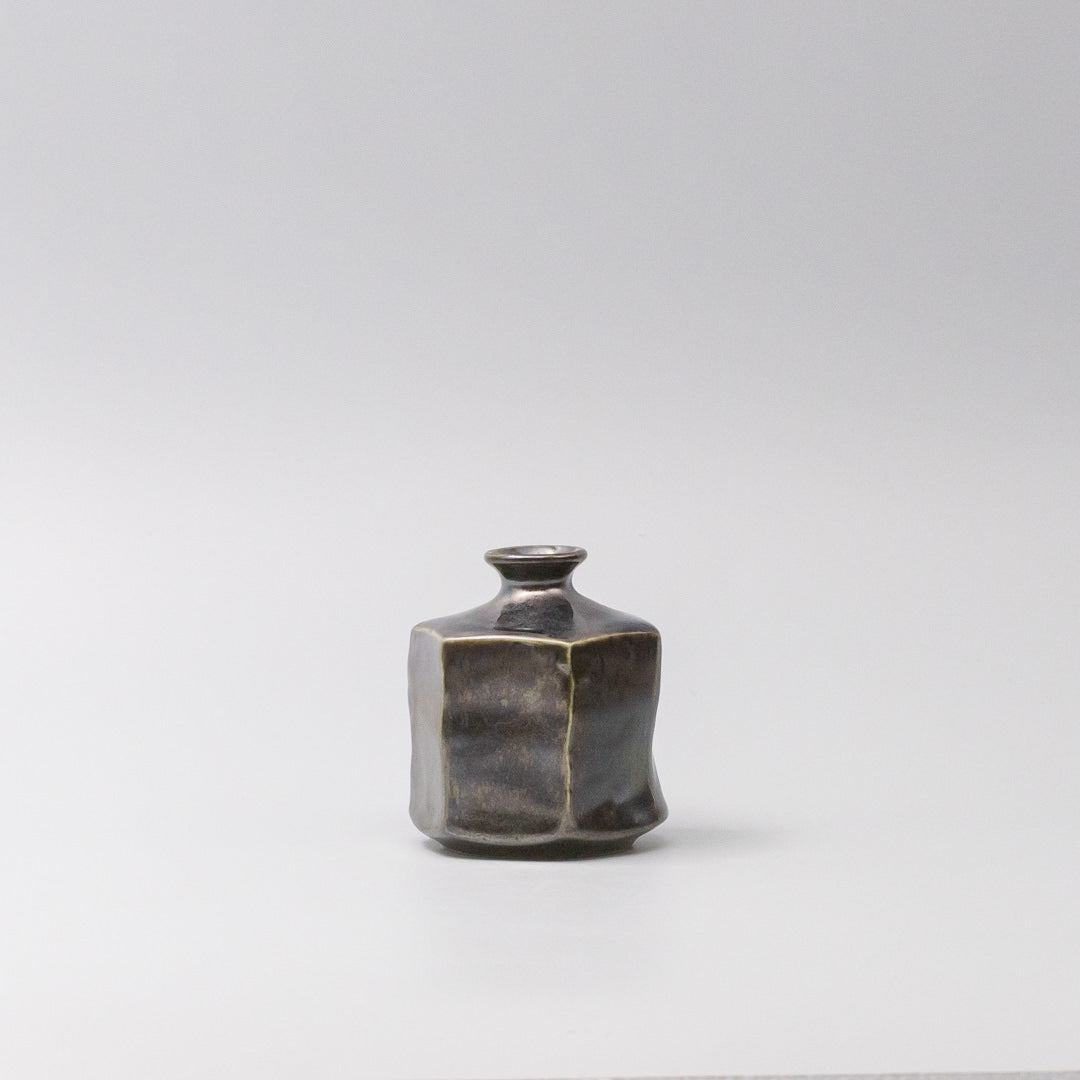 Vase Black Metallic Hexagon