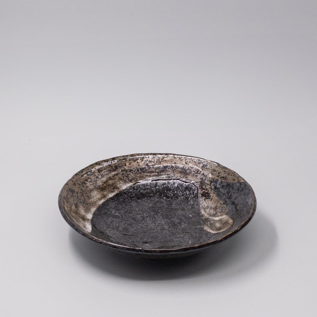 Bowl Open Shallow 24cm Brushstroke Black Glaze