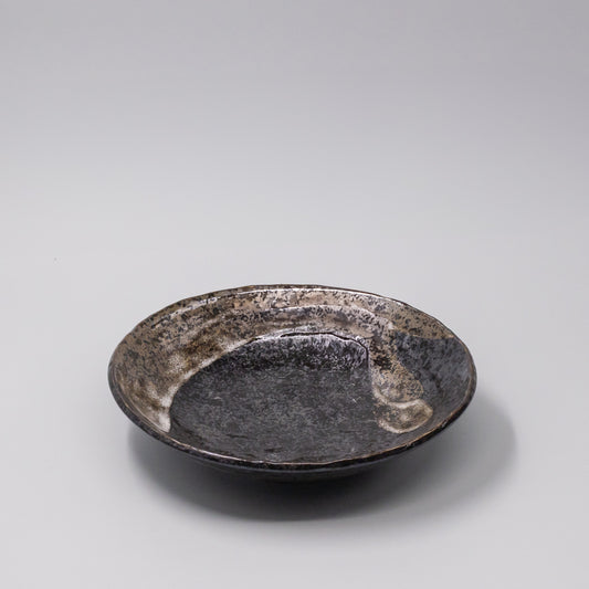 Bowl Open Shallow 24cm Brushstroke Black Glaze