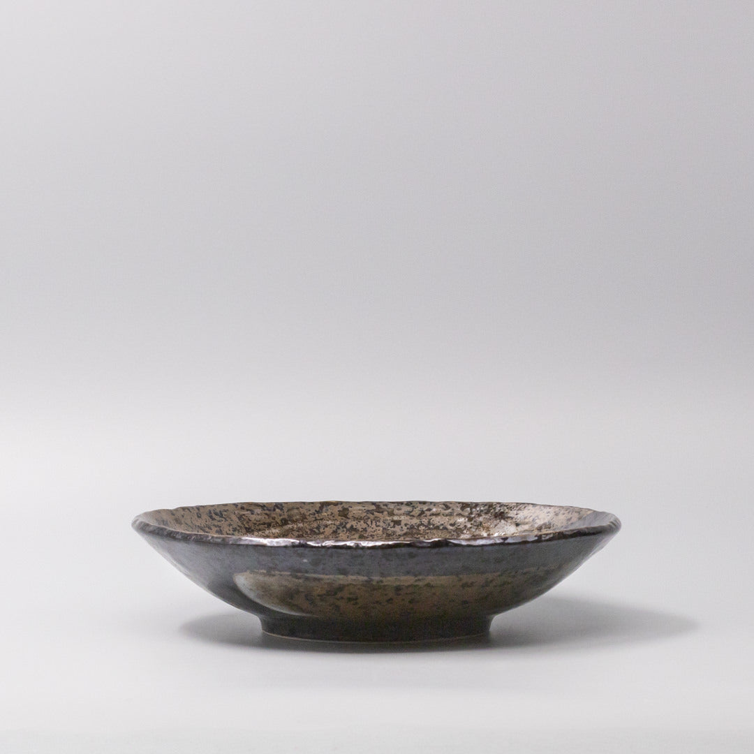 Bowl Open Shallow 24cm Brushstroke Black Glaze