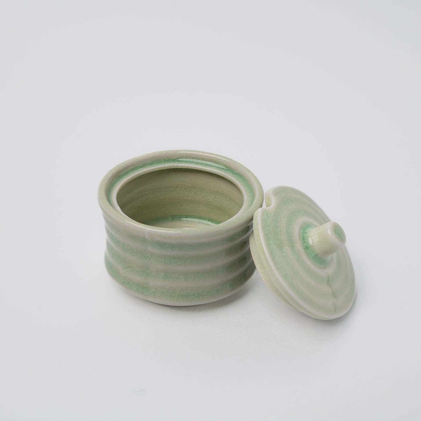 Sugar Pot 5.3cm Ribbed Celadon Glaze