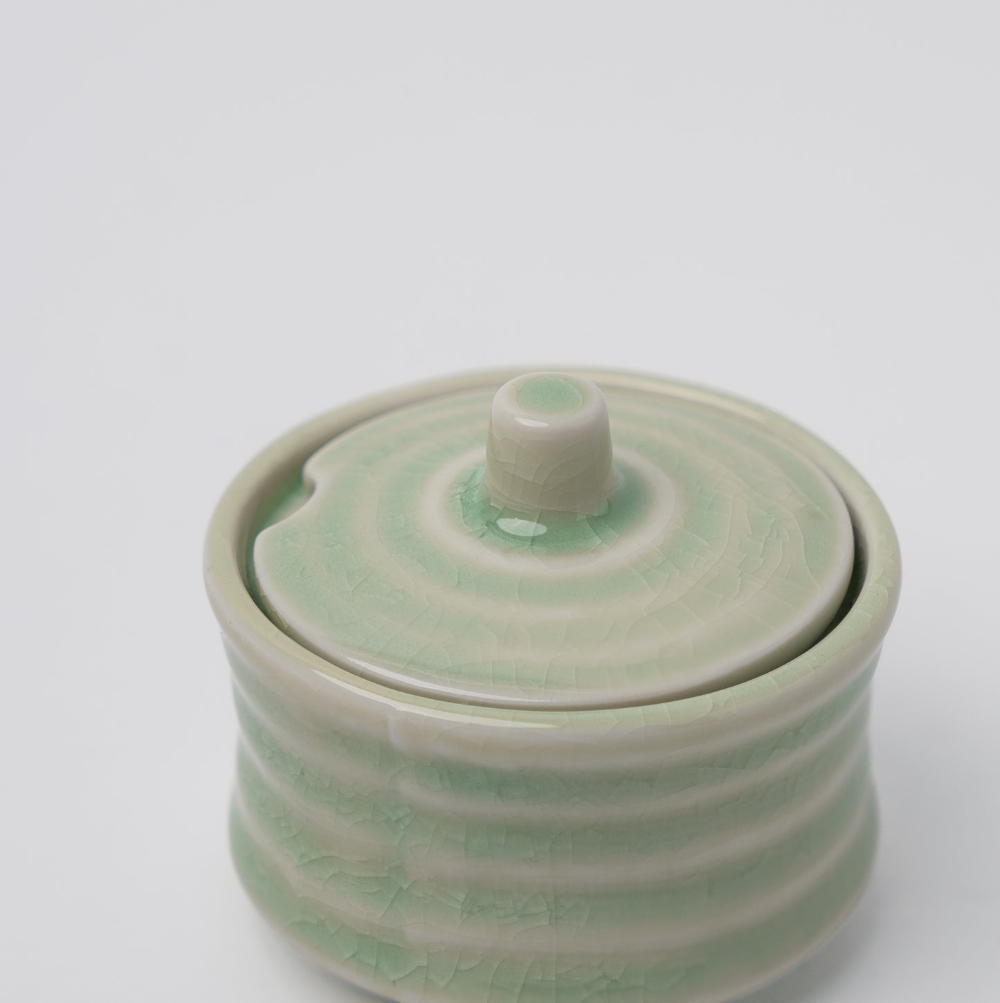 Sugar Pot 5.3cm Ribbed Celadon Glaze