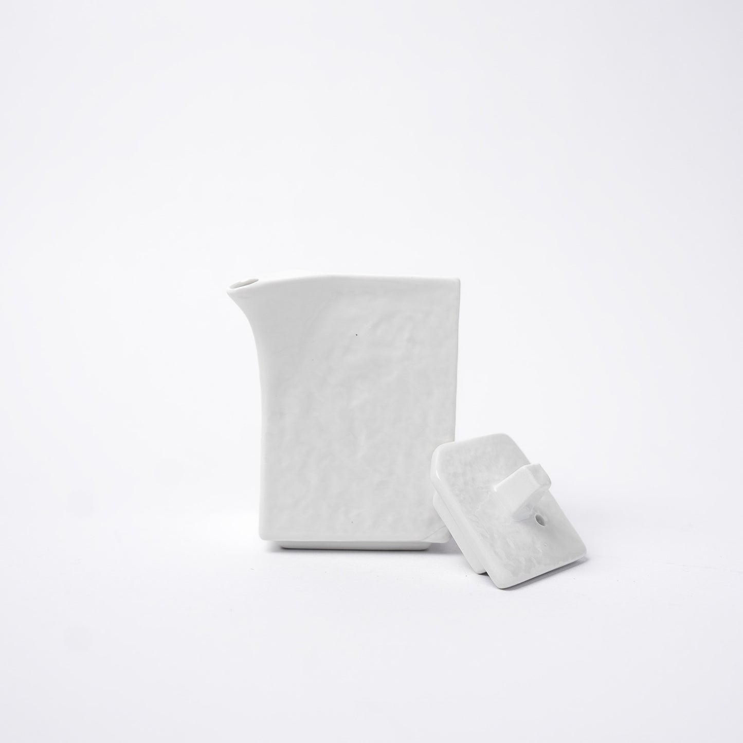 Soy Pot Squared 150ml Textured White Glaze