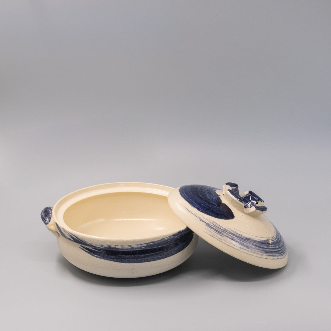 Donabe Pot 3.4L Navy Swirl Glaze