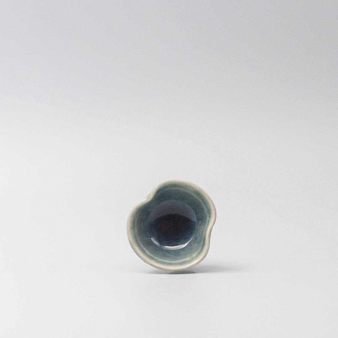 Amane Sapphire sauce bowl with organic shape and deep blue tones, handcrafted Japanese ceramic for serving dipping sauces, condiments, or small sides