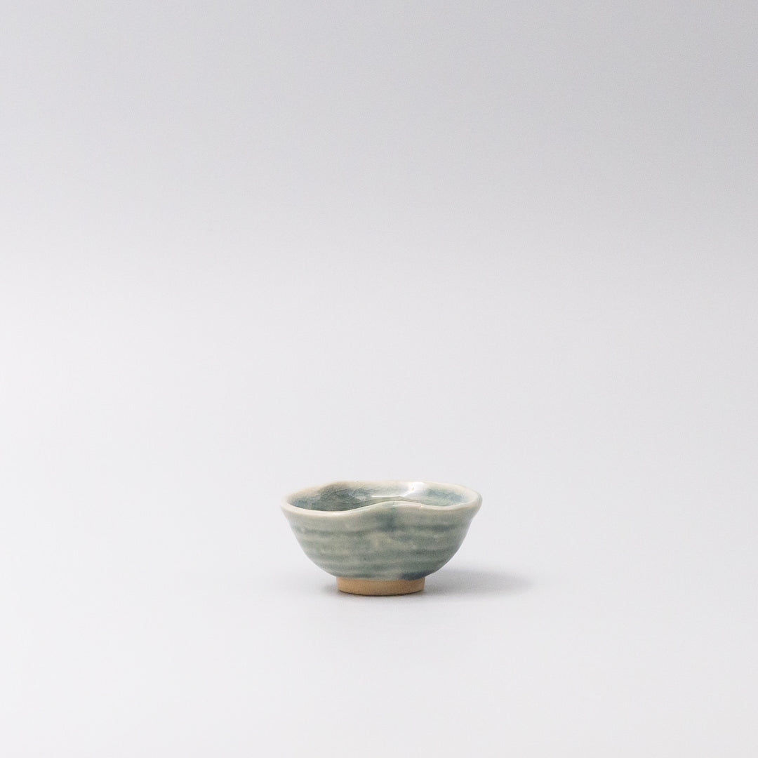 Amane Sapphire sauce bowl with organic shape and deep blue tones, handcrafted Japanese ceramic for serving dipping sauces, condiments, or small sides