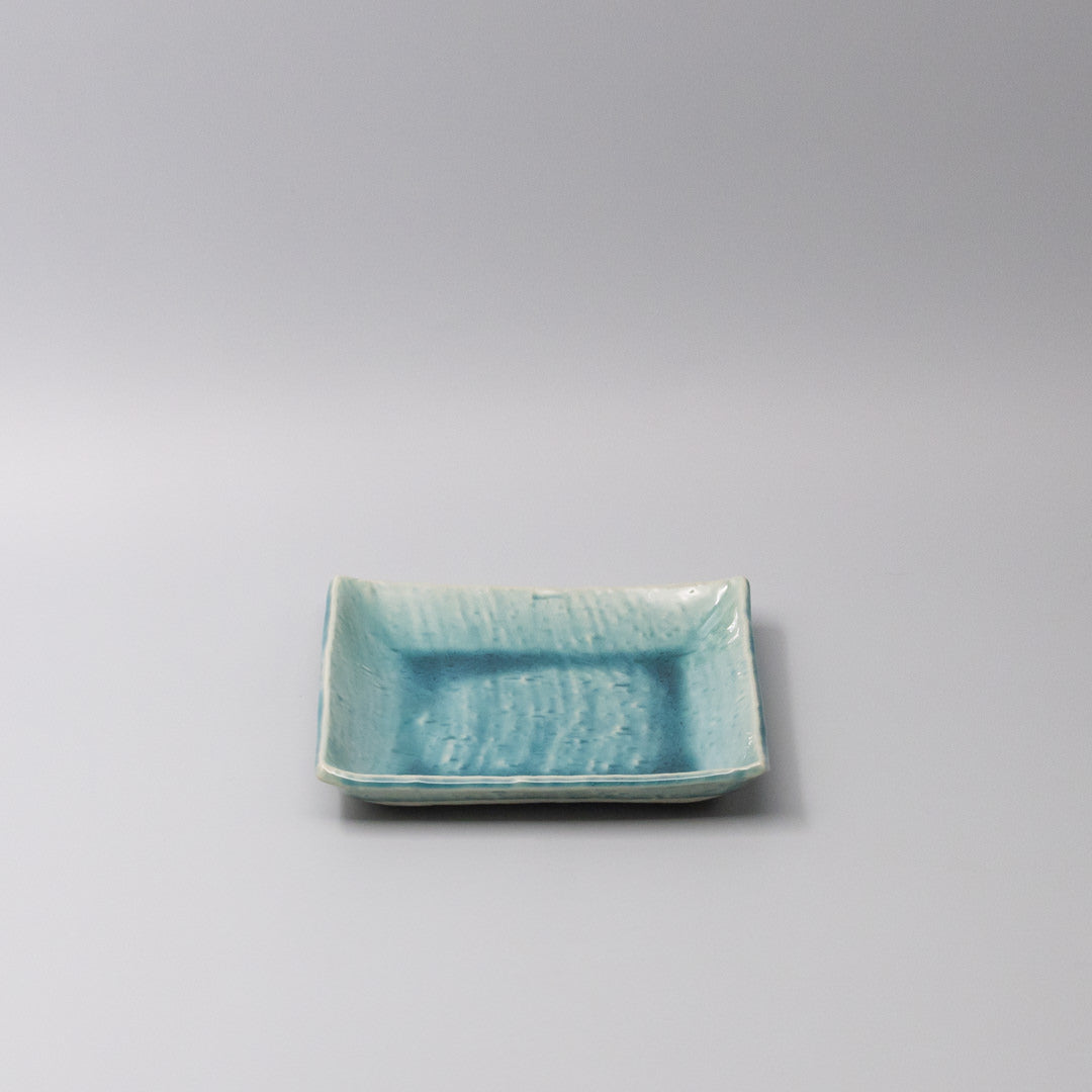 Plate Square 17cm Crackle Turquoise Glaze – Made In Japan
