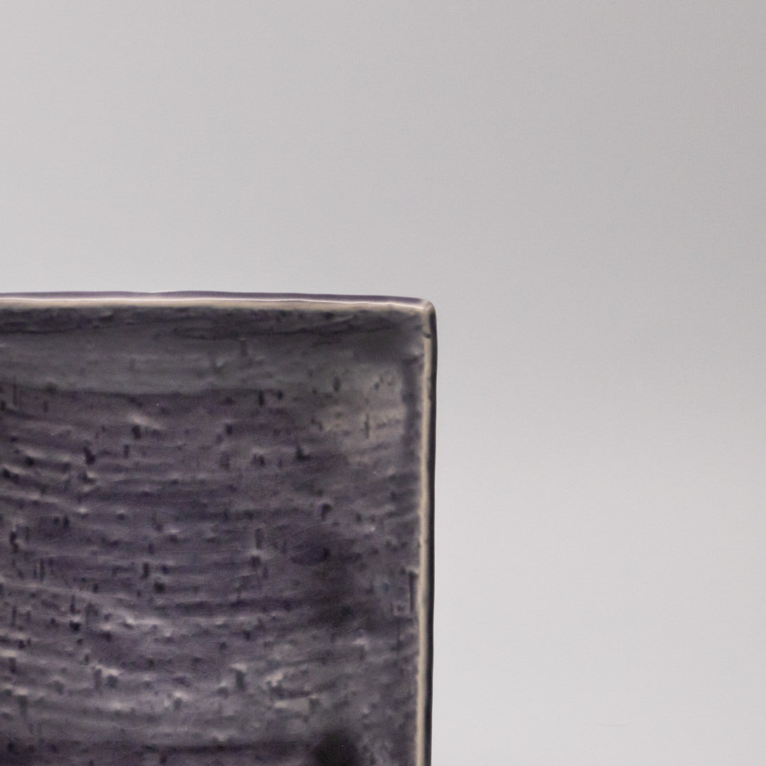17cm square plate crackle amethyst glaze