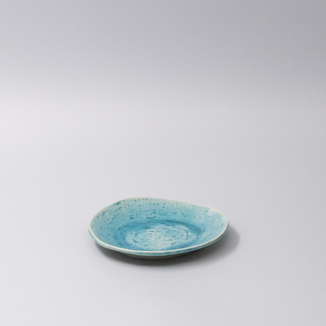 Plate Oval 15.2cm Crackle Turquoise Glaze