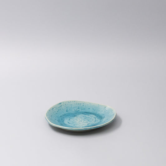 Plate Oval 15.2cm Crackle Turquoise Glaze