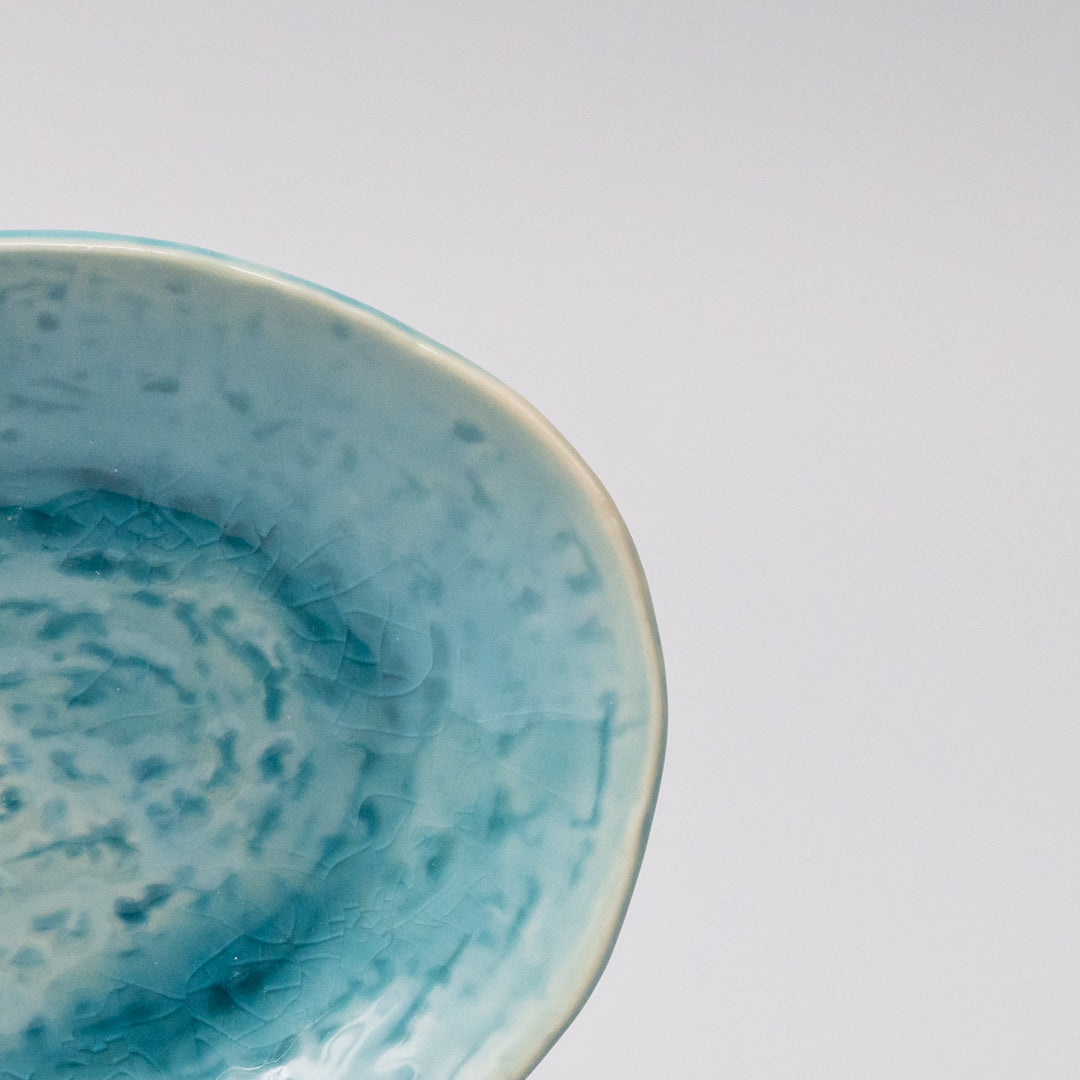 Plate Oval 15.2cm Crackle Turquoise Glaze