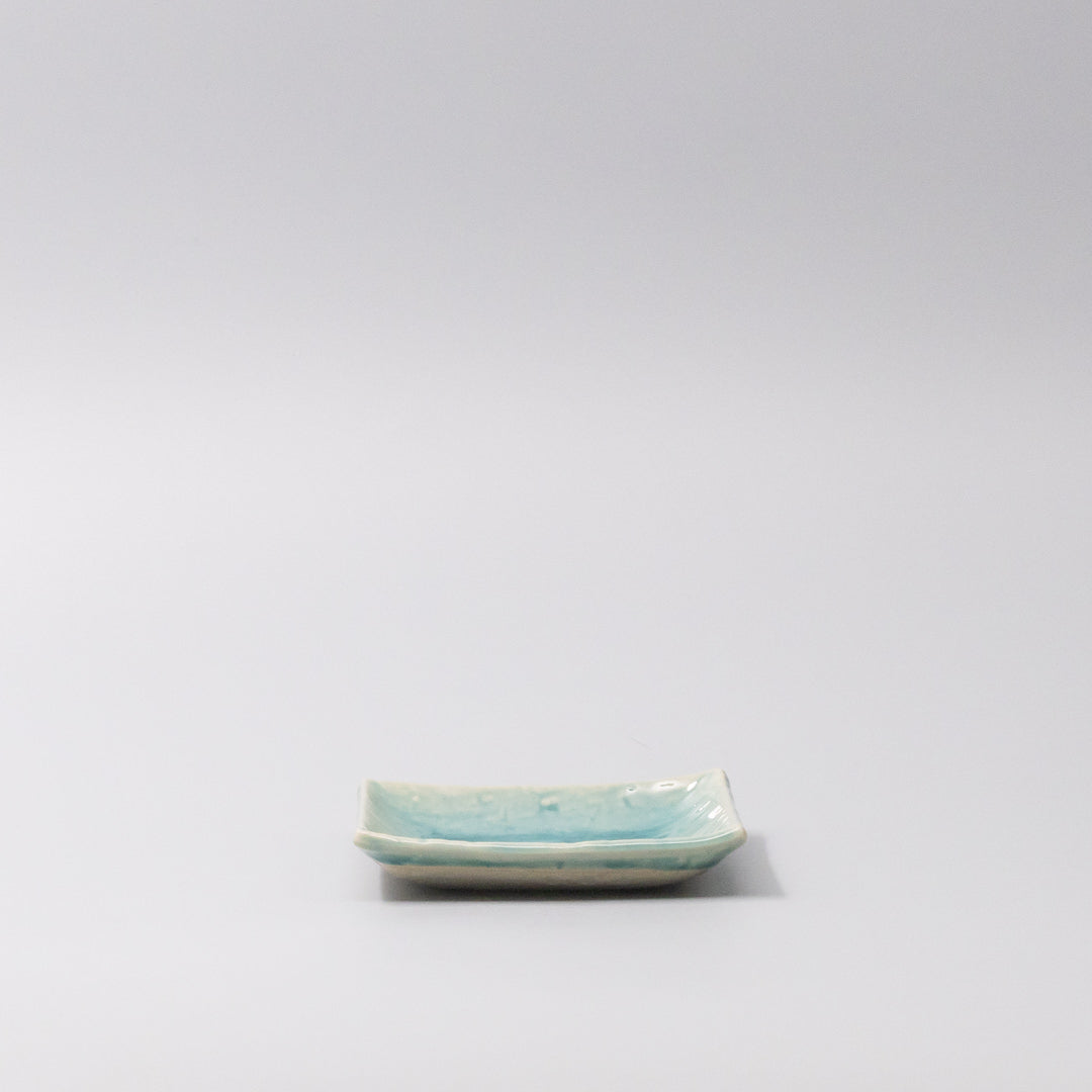 Square Plate 10cm Crackle Turquoise Glaze