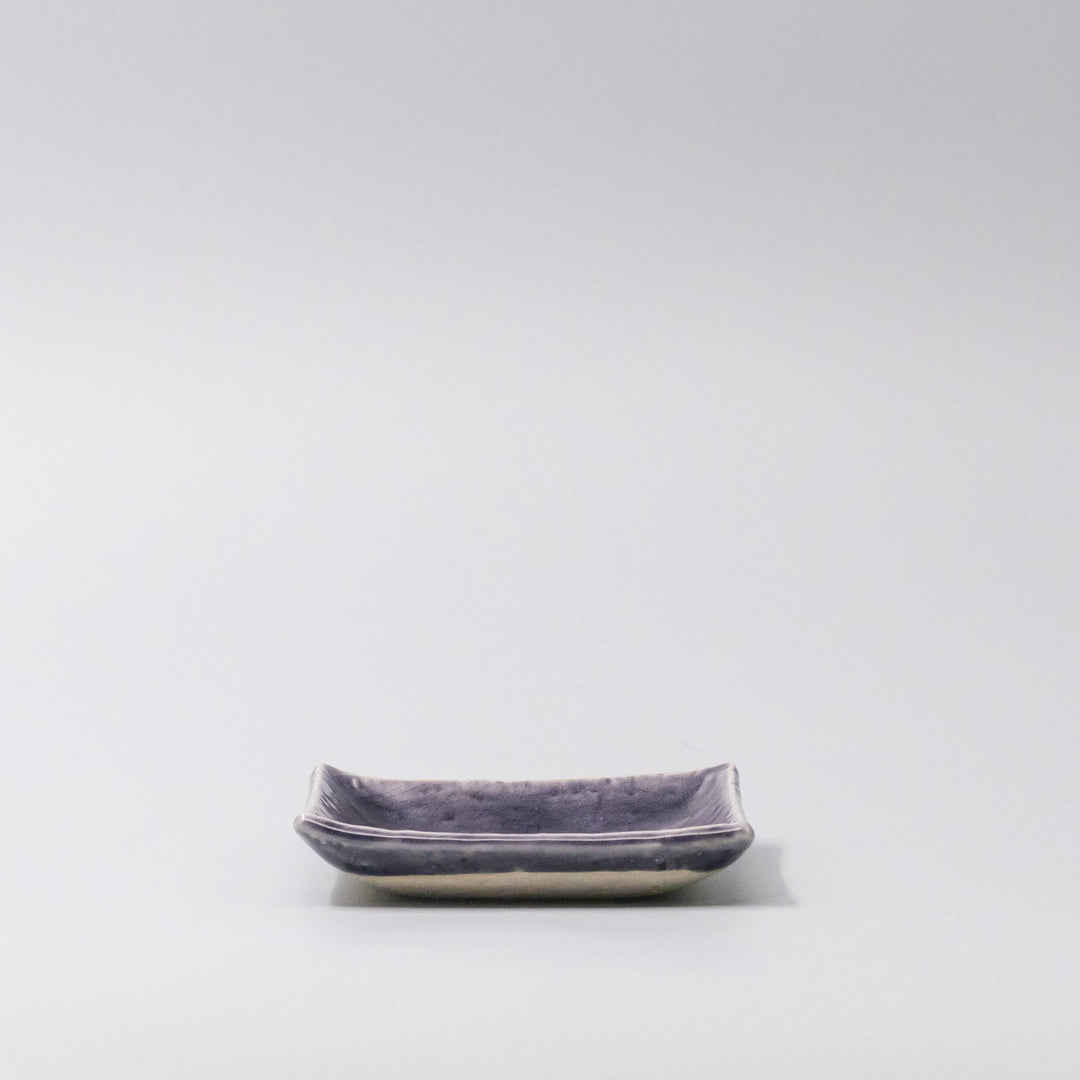 Square Plate 10cm Crackle Amethyst Glaze