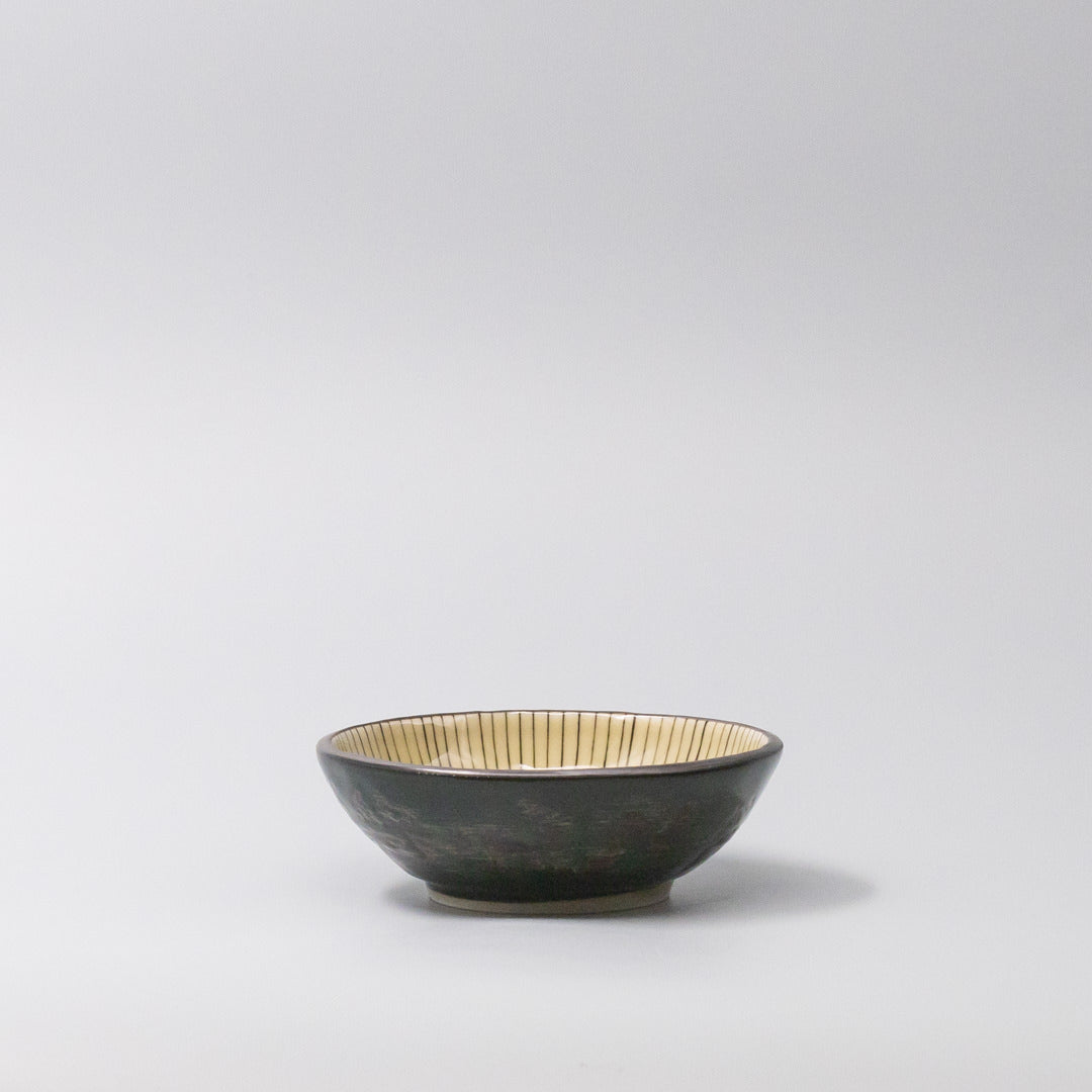Bowl 13cm Green Converging Line Glaze - Made In Japan | Japanese Tableware