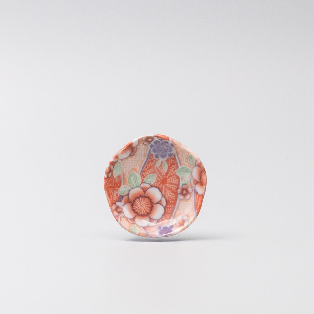 Incense Trinket Plate Red Chiyogami Design