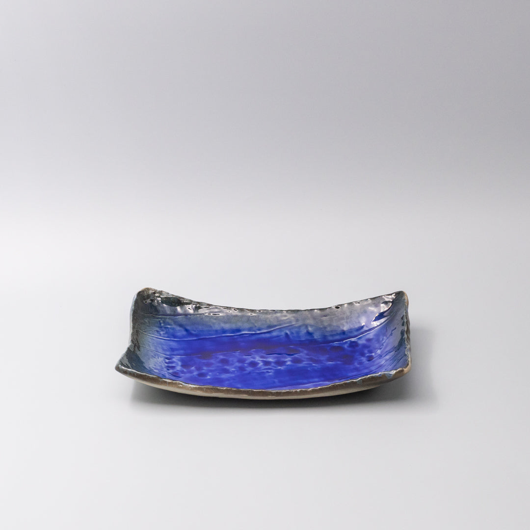 Sauce Dish 10cm Mamezara Blue Contour Glaze