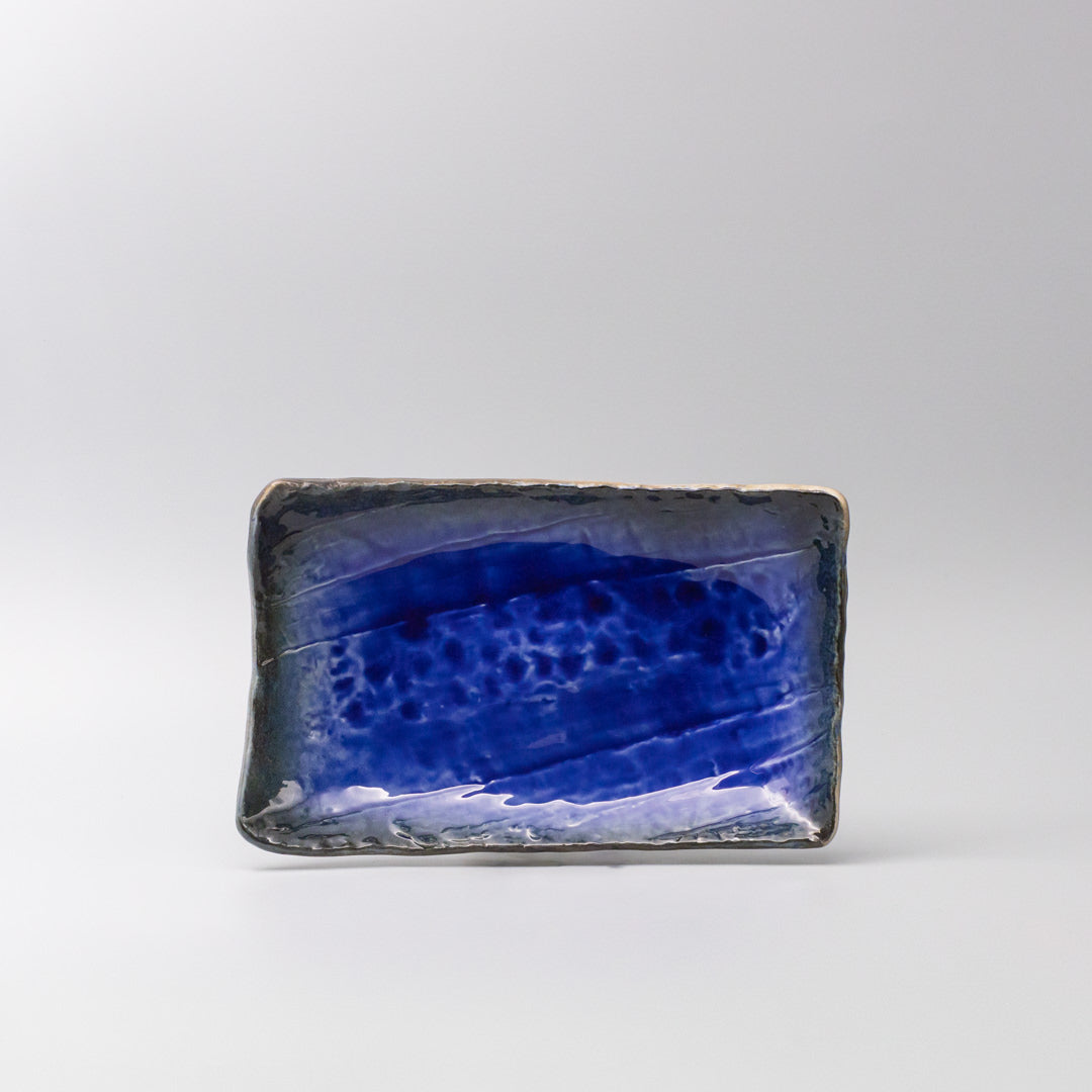 Sauce Dish 10cm Mamezara Blue Contour Glaze