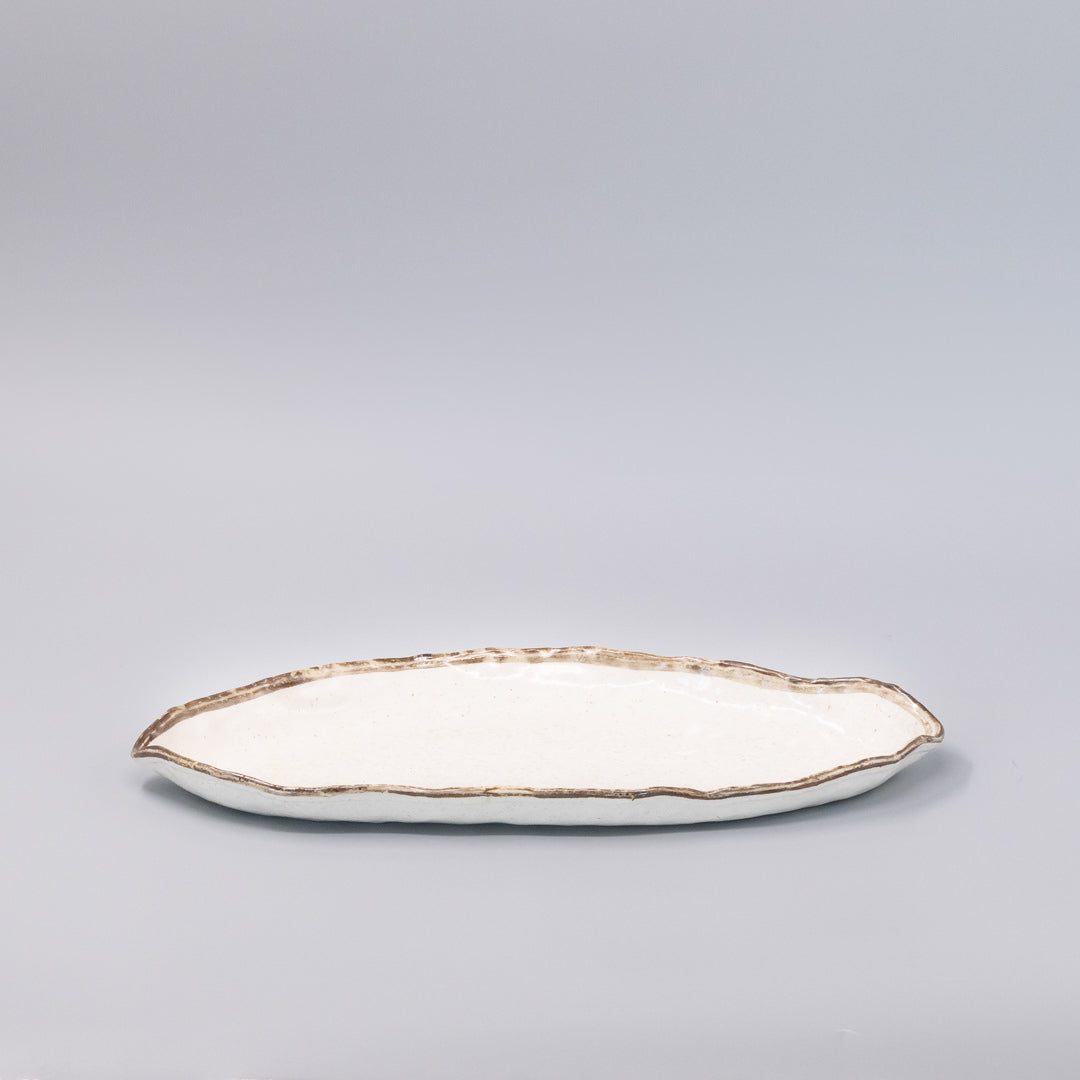 Organic Platter 36.5cm Flax Glaze