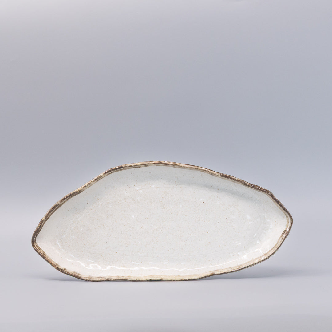 Organic Platter 36.5cm Flax Glaze