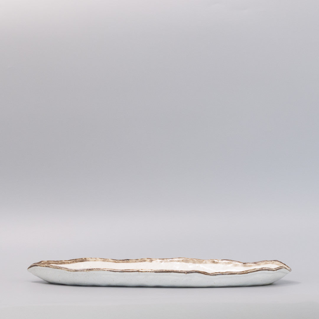Organic Platter 36.5cm Flax Glaze