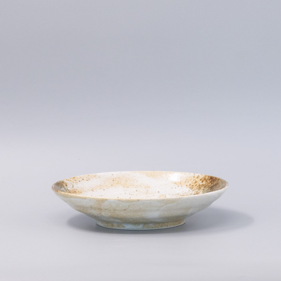 Snow Bamboo Glaze / Flat Base Shallow Bowl 22.5cm / 22.5D 5H (Y2411)