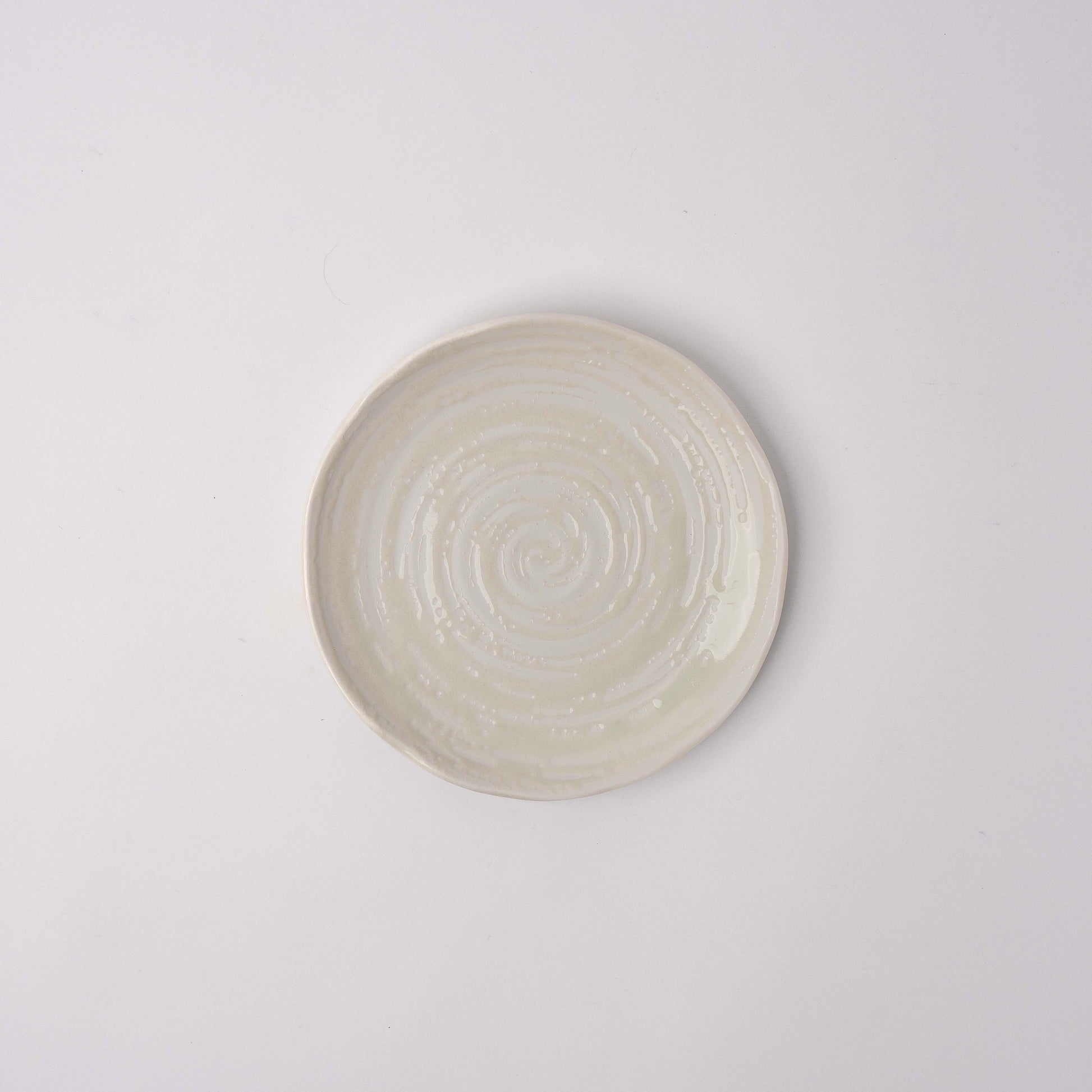 Tapas Plate 16cm White Spiral Glaze