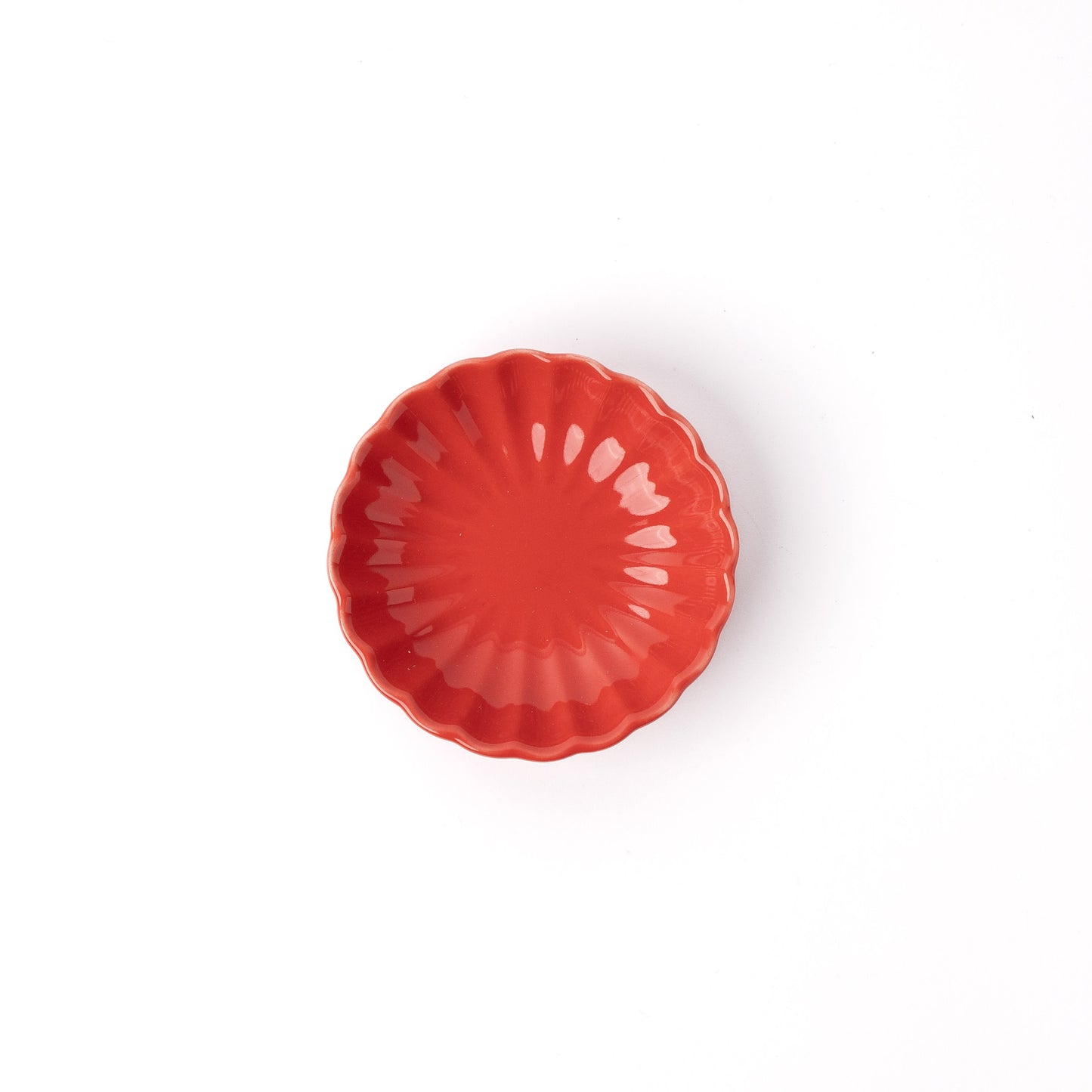 Sauce Dish 7.5cm Chrysanthemum Round Scarlet Glaze