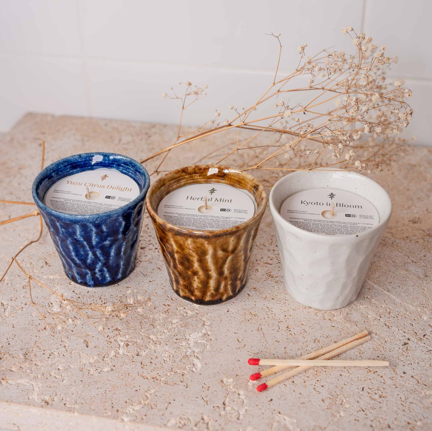 Candle Wood Sage Sea Salt Blue Ceramic