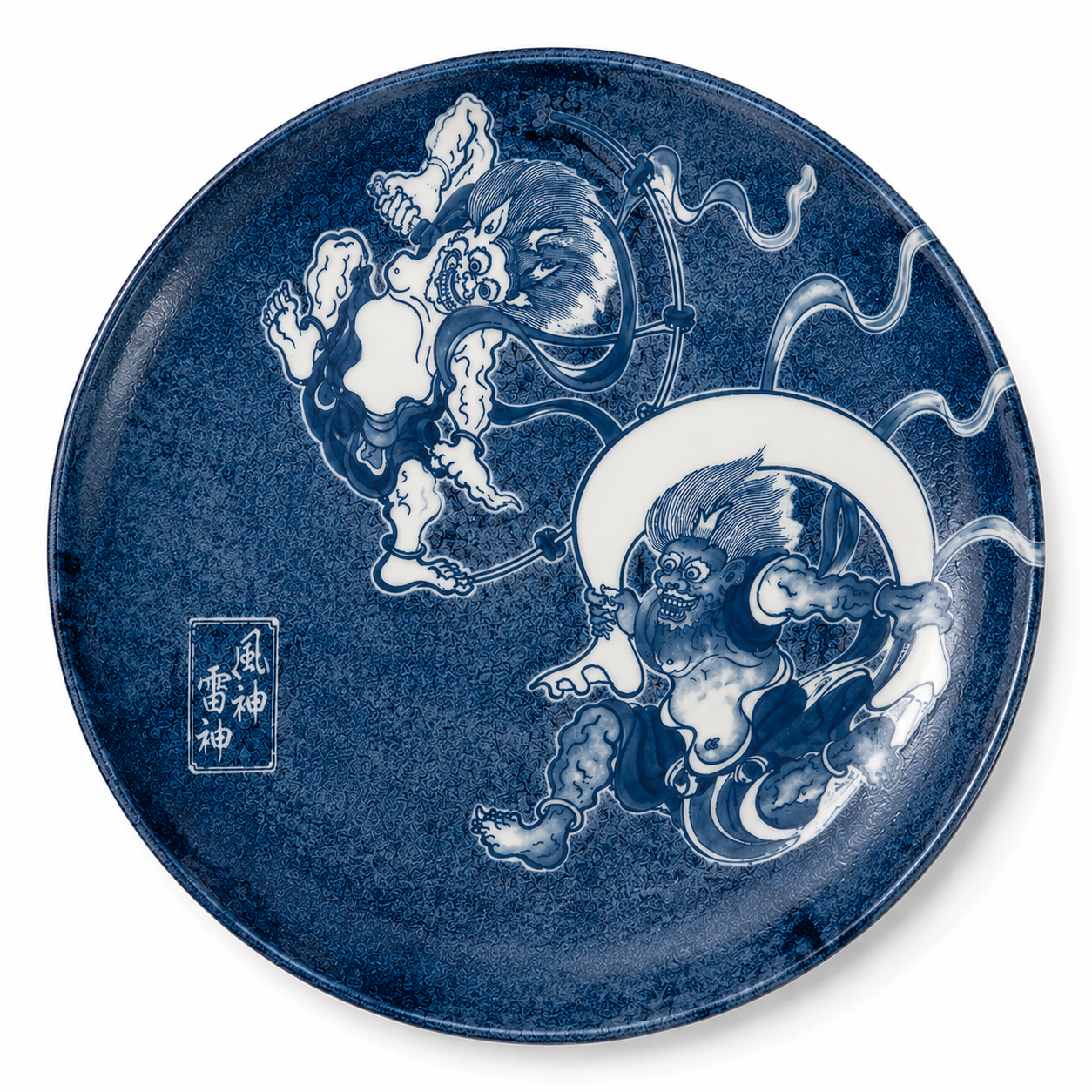 Plate 27.5cm Kyoto Fujin Raijin Design