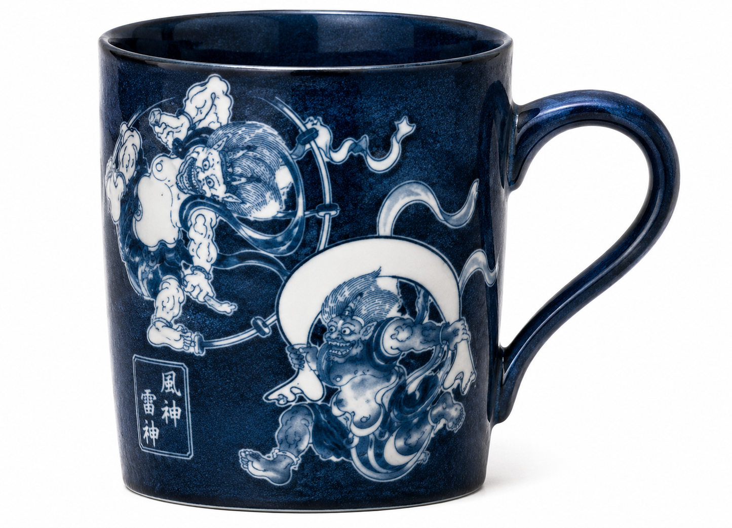 Mug with Handle 300ml Indigo Kyoto Fujin Raijin Design