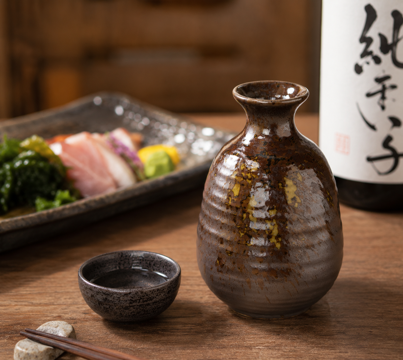 Sake and Tea Tasting Cup 35ml Iron Ash Glaze