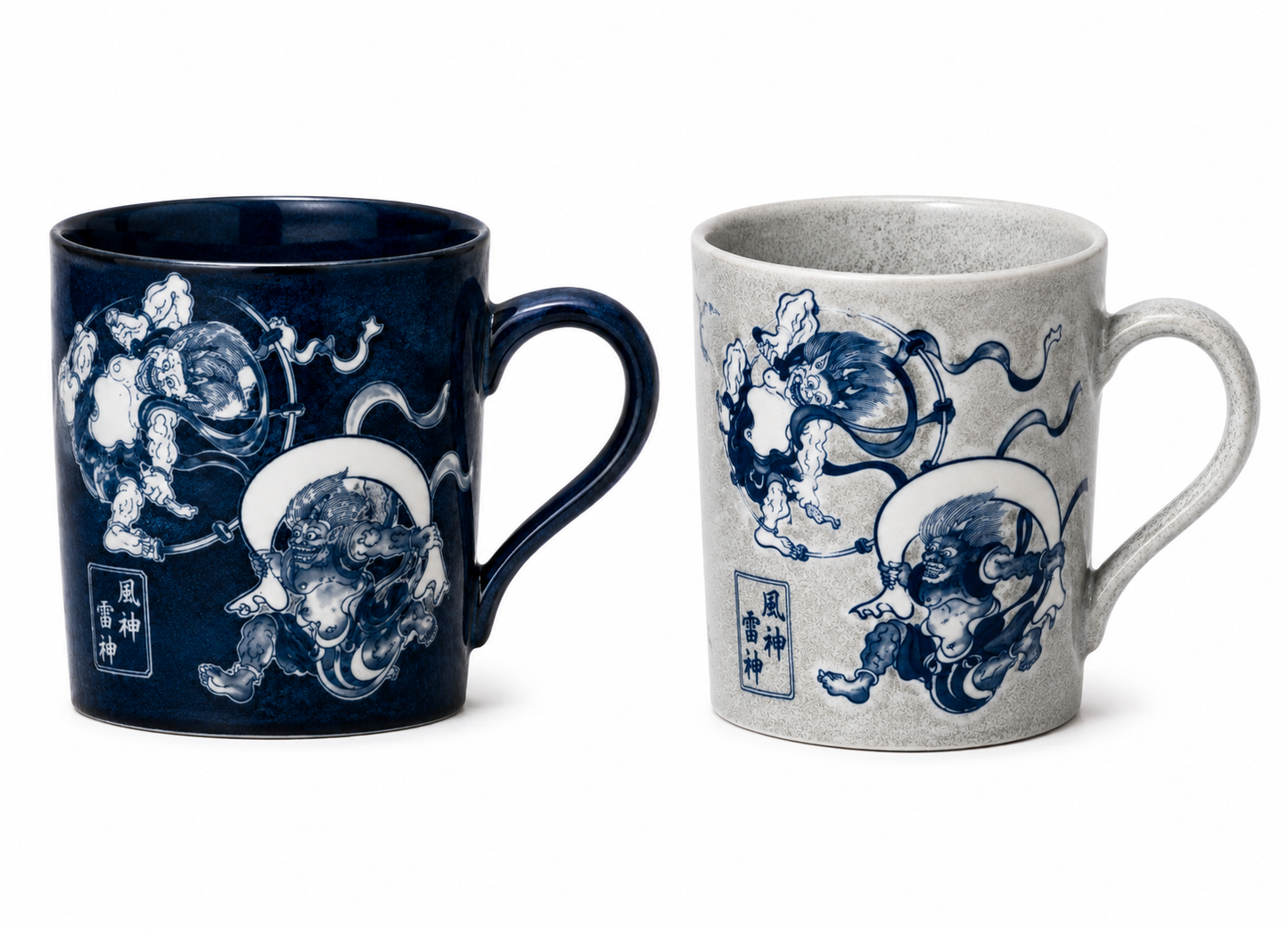 Mug with Handle 300ml Grey Kyoto Fujin Raijin Design